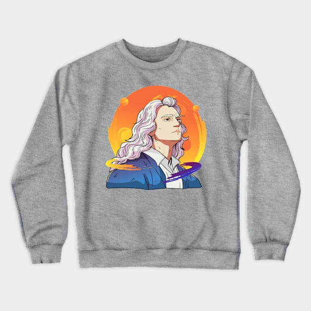 Isaac Newton Hand Drawn Crewneck Sweatshirt by Mako Design 